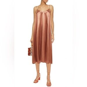 Enza costa copper flowy satin slip dress